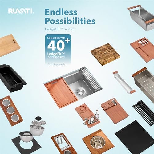Ruvati 36-in 16-Gauge Rounded Offset-Drain Workstation Sink - RVH8596 - Image 4