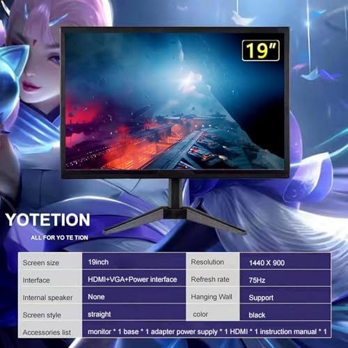 19-inch Full HD 75Hz Small Thin Monitor for laptops, Computers and desktops, HD+ 1440 x 900p, Anti-Glare, LED Display, VGA/HDMI Connection - Image 5