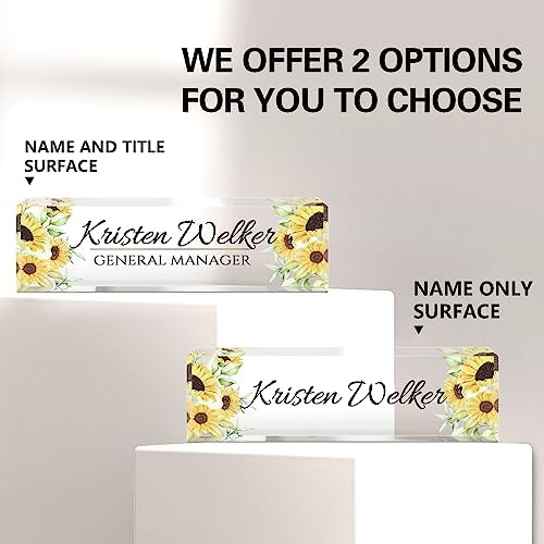 Personalized Office Name Plate for Desk - Custom Employee Appreciation Gifts - Acrylic Desk Name Plate Personalized - Staff Appreciation Gift for Teacher, Coworker, Nurse, Manager (Sunflower) - Image 6