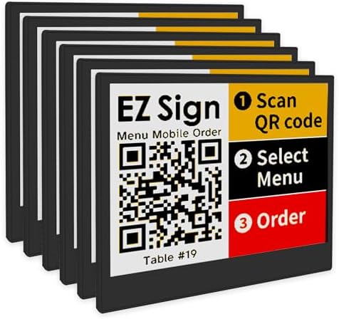 [Santek] EZ Sign NFC E-Paper Display – No Battery, Ultra-Thin 0.13”, Rewritable 4-Color Digital Display, App-Controlled (iOS/Android/PC), IP65 (Black, 4.2" 6pcs, No Stand and Clip Included) by Santek