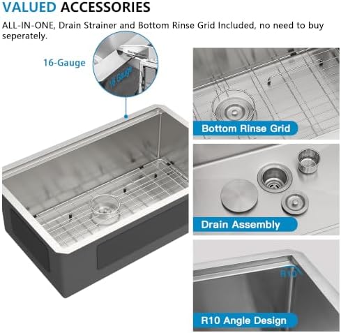 30"x19" Undermount Kitchen Sink Ledge Workstation - Image 7