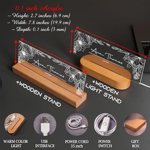 Personalized LED Desk Name Plate Custom Acrylic Office Name Sign with Wooden Base - Image 5