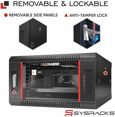 6U Wall Mount Server Rack Cabinet 24” Deep, 19” Network & AV Enclosure for Home Lab with Fan, PDU, 1 Shelf, Locking Glass Door - Image 5