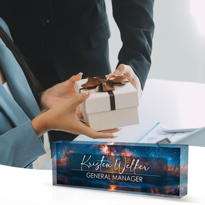 Desk Name Plate Personalized Name Plate for Desk, Office Desk Decor, 3D Style Personalized Plaque Name Plates for Desks Custom Appreciation Gifts for Boss Lady Employee Coworkers (Vast Celestial) - Image 6