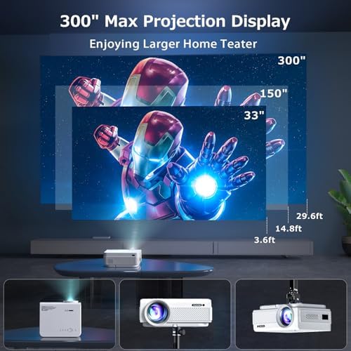 FUDONI Native 1080P WiFi Bluetooth Projector, Built-in Speaker, Portable - Image 5