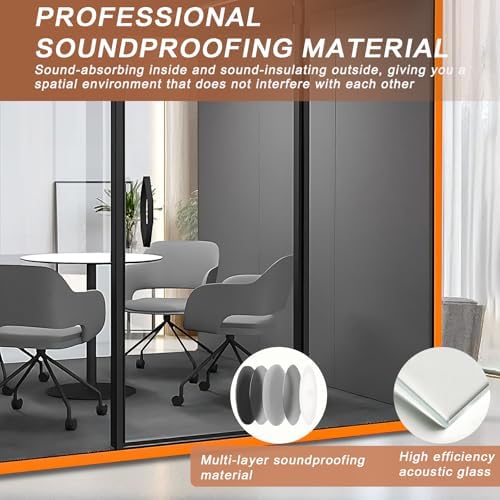 Office Sound Booth with Audio Privacy - Soundproof Booth Includes Unique Grey Interior,Soundproof Room Include Socket,Light,Door Handle& Orange Frame for Conference Room,Bedroom (Grey) - Image 4