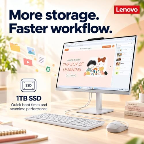 Lenovo IdeaCentre 24“ FHD All-in-One, 32GB RAM, 1TB SSD, Intel 4-Cores - Image 4