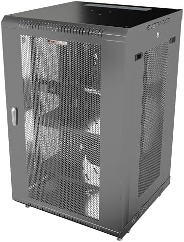 18U Wall Mount Server Rack Cabinet, 19” Enclosed Network & IT Rack, 24” Deep, Locking Mesh Door by SYSRACKS