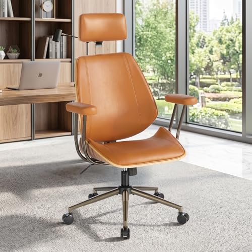 High Back Ergonomic Office Chair, with Headrest & Arms, Brown - Image 7