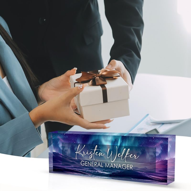 Desk Name Plate Personalized Name Plate for Desk, Office Desk Decor, 3D Style Personalized Plaque Name Plates for Desks Custom Appreciation Gifts for Boss Lady Employee Coworkers (Aurora Polaris) - Image 6