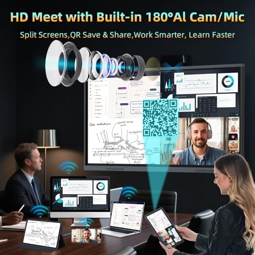 65" Smart Board Google EDLA-Certified 4K Interactive Whiteboard SmartBoard for Classroom & Office Business, Android 14 Touchscreen with 13MP AI Camera 8G RAM+64G ROM, 40-Points, Wall Mount Included - Image 4