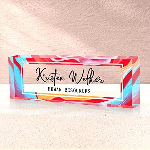SalaGraphics Desk Name Plate Personalized, Custom for Desk, Office Decor Women Men, Acrylic Accessories, Gifts Coworkers Boss Teacher, Employee Appreciation (Colorful), colorful, 8”(L)x2.5(W) by SalaGraphics