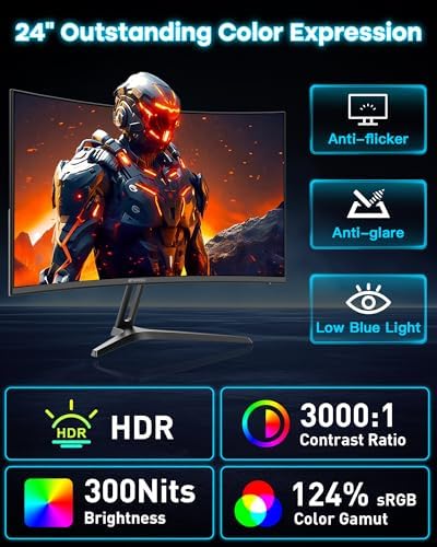 SANSUI 24 Inch Curved 240Hz Gaming Monitor FHD 1080P, 1500R Curved Computer - Image 7