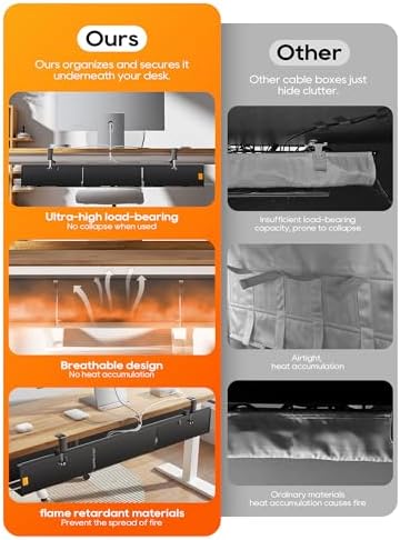 Under Desk Cable Management Tray, Mesh Fabric - Excellent Heat Dissipation - Image 3