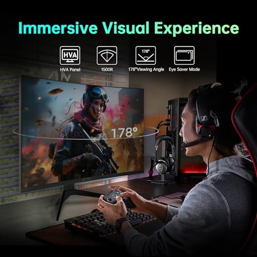KTC 32 inch Curved Gaming Monitor, 180Hz 1ms MPRT, 2K 1440P 144Hz Monitor, 1500R HVA Display, FreeSync Premium, HDR, 120% sRGB, DisplayPort/HDMI/USB, Vesa Support 3.9x3.9'', PC Moniter for Gamers - Image 3