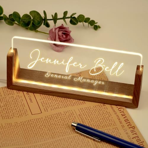 Desk Name Plate Personalized, Custom Acrylic Name Plate for Desk, Office Decor for Women Men, Appreciation Gifts for Coworkers Boss Teacher - Light-Up Name Plaque - Image 4