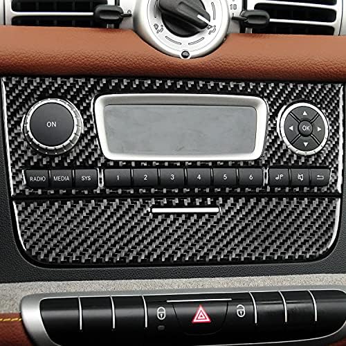 Real Black Carbon Fiber Car Central Console CD Player Control Panel Storage Box Switch Cover Sticker Compatible with Benz Smart Fortwo 2011 2012 2013 2014 2015 Auto Interior Accessories 2pcs - Image 3