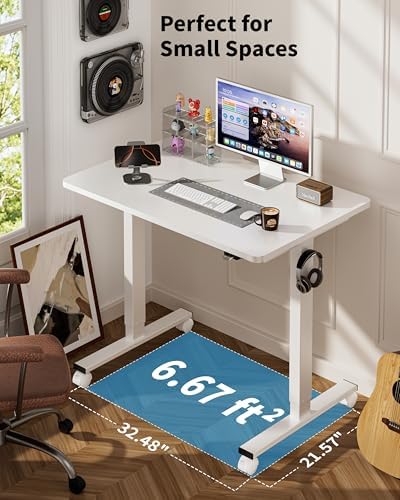 Okin Electric Standing Desk, 40 x 24 Inches Whole Piece Height Adjustable Desk, White Sit to Stand Desks Computer Workstation with Wheels for Home Office - Image 5