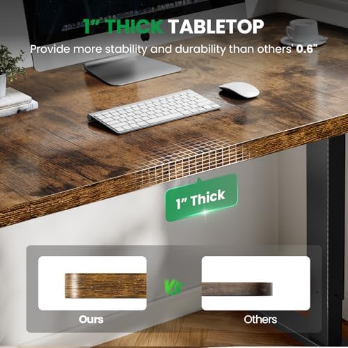 SIAGO Brown 60x28 in Standing Desk, 1 Inch Thick Tabletop, Double Frame - Image 3
