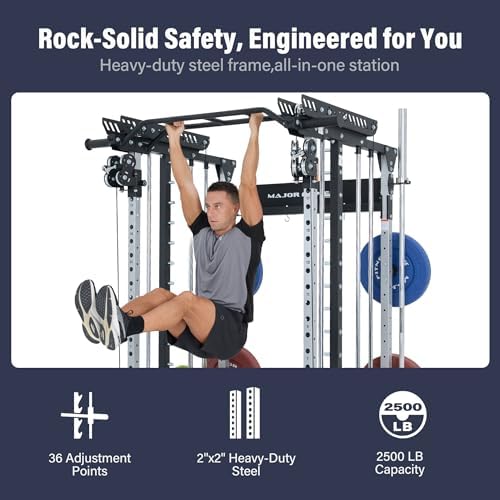 Major Fitness Drone MAX V Smith Machine with Weight Stacks, All-in-One Home Gym Squat Rack--2500LB Capacity, Dual LAT Pull-Down Systems & Cable Crossover Machine, Heavy-Duty Full-Body Workout Machine - Image 5
