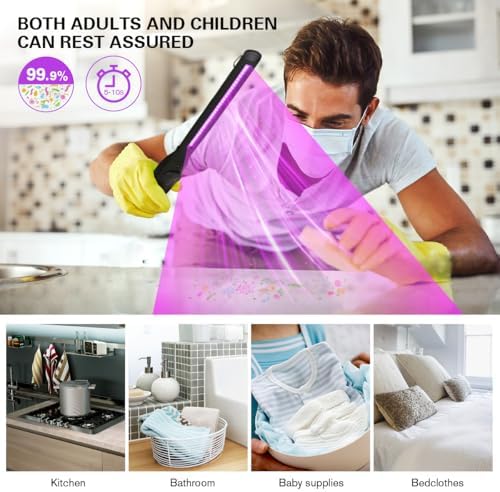UV Light Sanitizer, Portable UV Light Disinfection Lamp USB Rechargeable Ultraviolet Light Sanitizer for Home Hotel Travel Car UV Light Sanitizer Wand - Image 5