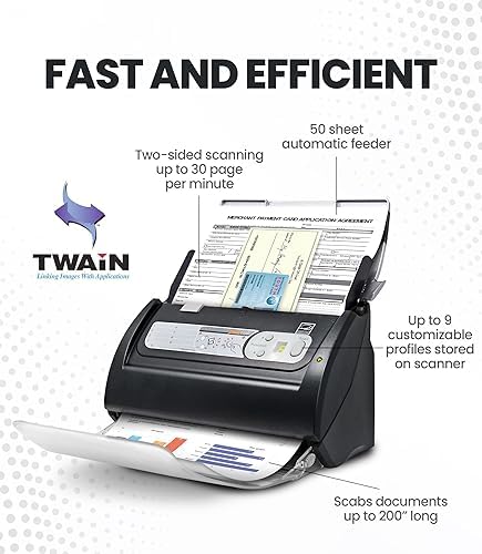 Plustek PS188 High Speed Double-Sided Color Document Scanner, with Automatic Document Feeder (ADF), 30 Pages Per Minute, Support Windows 7/8/10/11 - Image 2