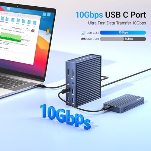 ACASIS USB C Docking Station Dual Monitor, 16-in-1 Laptpop Docking Station with 2* HDMI,VGA,2.5G Ethernet,SD/TF,10Gbps USB-C 3.1,3.5mm Audio,PD100W,USBC Hub for Dell/Lenovo/HP/ThinkPad (Gray) - Image 3