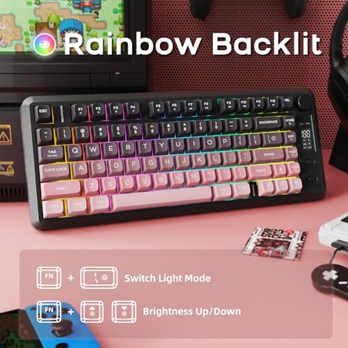 Free wolf M75 TKL Wireless Gaming Keyboard Mechanical Feel - BlackBerry - Image 6