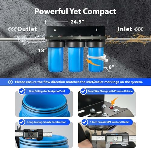 iSpring WGB31B-PF PFAS Whole House Water Filter System, 1" Inlet/Outlet - Image 4