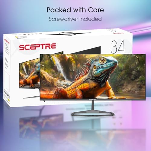 New! Sceptre 34-inch Prime Monitor 3440 x 1440 up to 115Hz 103% sRGB DisplayPort HDMI Build-in Speakers, Machine Black 2026 (E345W Series) - Image 3