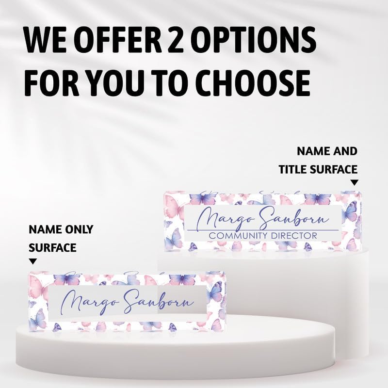 Personalized Office Desk Name Plate Acrylic Glass Block (Watercolor Butterfly) - Image 6