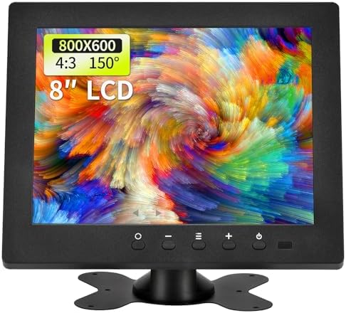 8 inch LCD Security Monitor & Displays,Built-in Dual Speakers Portable Monitor,800 * 600 Resolution,BNC/AV Input,Suitable for CCTV TV CCD DVD by Qcvoruno