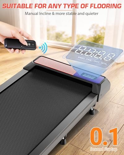 Walking Pad with Incline 10% & Decline -4%, Under Desk Treadmill for Office, Portable Treadmills, Compact Treadmill for Small Space, 265lbs Capacity, Remote Control, Led Display - Image 2