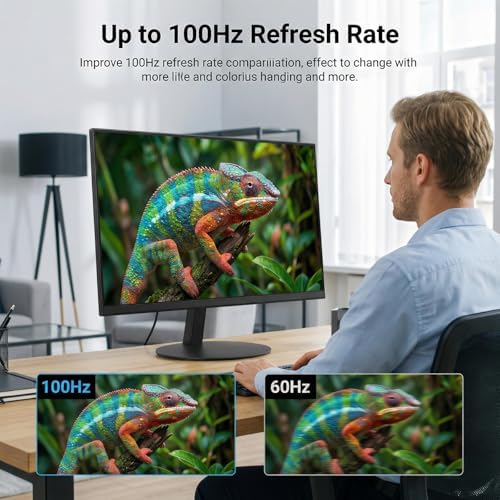 27 Inch Monitor - 1080P, VA, Full HD, Frameless, 100Hz, 1ms, Adaptive-Sync, for Working and Gaming, Low Blue Light, Flicker Free, HDMI, VESA Mountable (100x100mm) - Image 4