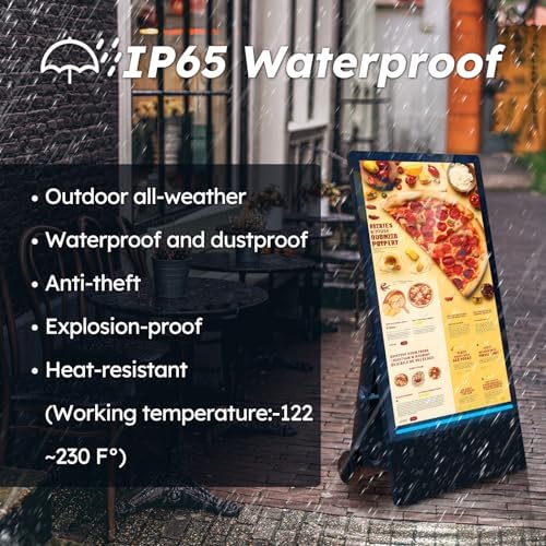 43 inch Outdoor Mobile Digital Signage Display with Road Case, IP65 Waterproof Advertising Display Kiosk, Rechargeable Battery, Brightness Auto-Adjustment and Impact Resistant Screen - Image 4