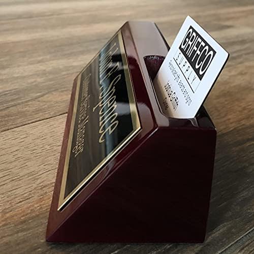 Name Plate for Desk Engraved in USA by Griffco Supply | Desk Name Plate Personalized Plaque with Business Card Holder - Image 5