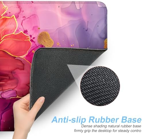 Floral Mouse Pad XXL – Large Desk Mat with Abstract Alcohol Ink Flowers in Pink, Purple & Teal, Extended Mousepad with Non-Slip Base for Office, Workstation, Gifts,31.5 x 11.8 in - Image 3