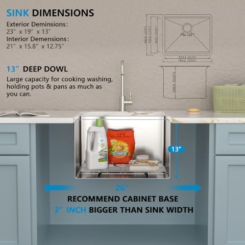 23"x19" Undermount Laundry Utility Sink Workstation - Image 5