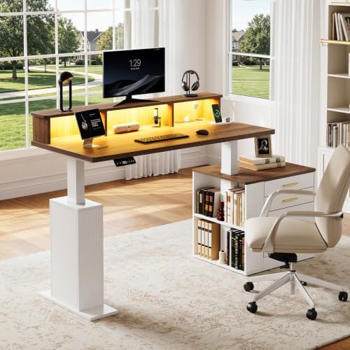 Electric Standing Desk with Drawers - 70" Adjustable Computer Desk - Image 3