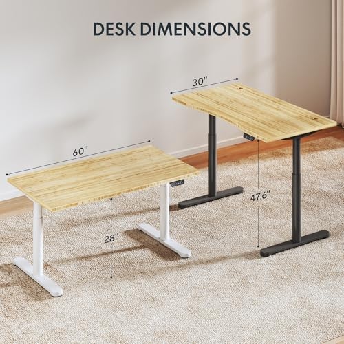 FLEXISPOT 60" x 30" Solid Bamboo Standing Desk, White Oval Legs - Image 2