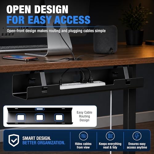 DeskNest Under Desk Cable Management Tray 23.6" – Steel Wire Cable Holder Organizer for Work from Home, Office & Gaming Setup - Image 4