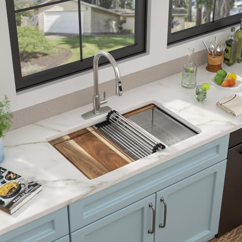 30"x19" Undermount Kitchen Sink Ledge Workstation - Image 2