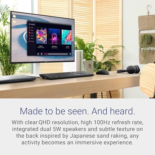 Dell S2725DS Monitor - 27 Inch, QHD (2560x1440) Display, 100Hz refresh rate, 1500:1 contrast ratio, TÜV Rheinland Eye comfort 4 Star,Integrated 2x5W speaker, Height/Tilt/Swivel/Pivot- Ash White color - Image 2