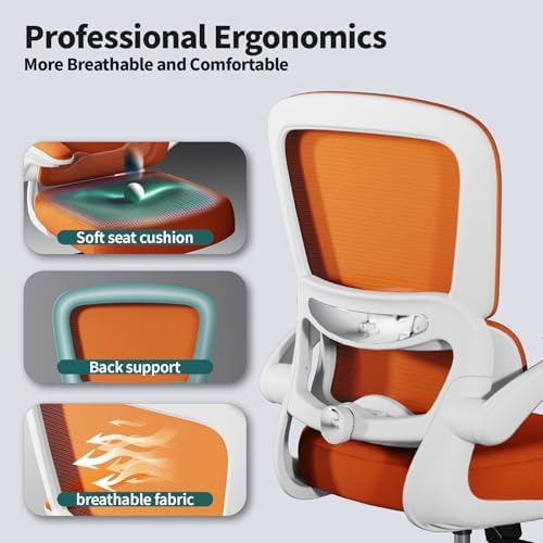 TRALT Office Chair - Ergonomic Desk Chair with Adjustable Lumbar Support, Mesh Computer Chair, Executive Chair for Home Office Comfortable Lumbar Support (1, Orange) - Image 3