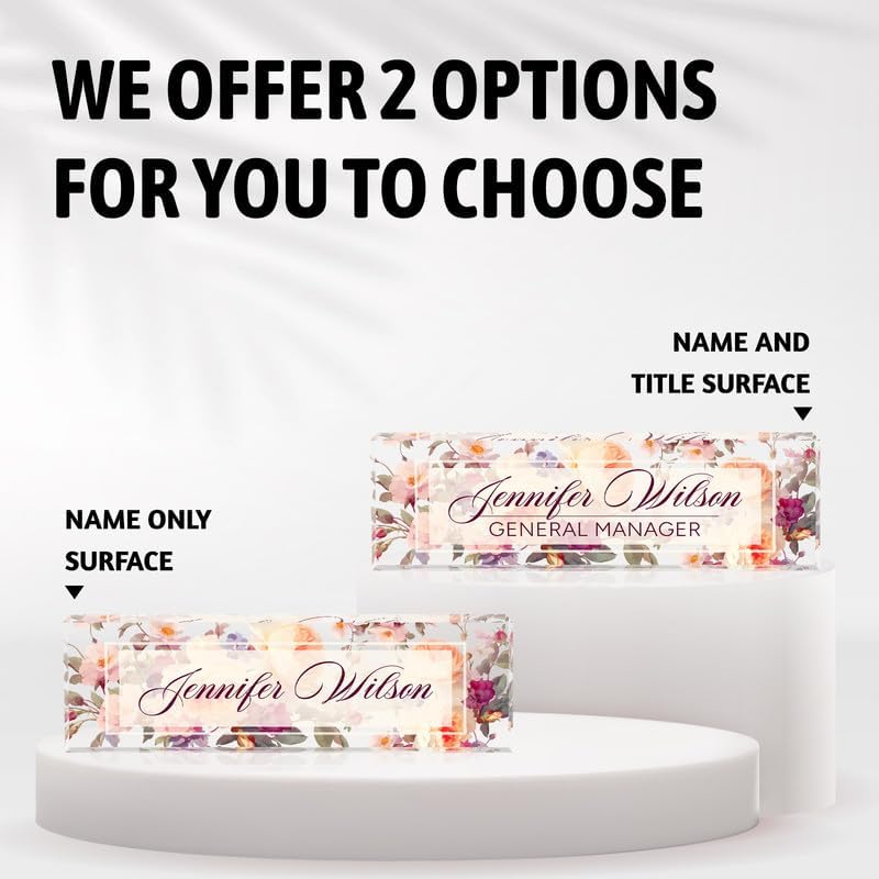 Desk Name Plate Personalized Name Plate for Desk, Office Desk Decor, 3D Style Personalized Plaque Name Plates for Desks Custom Appreciation Gifts for Boss Lady Employee Coworkers (Rosebud) - Image 2