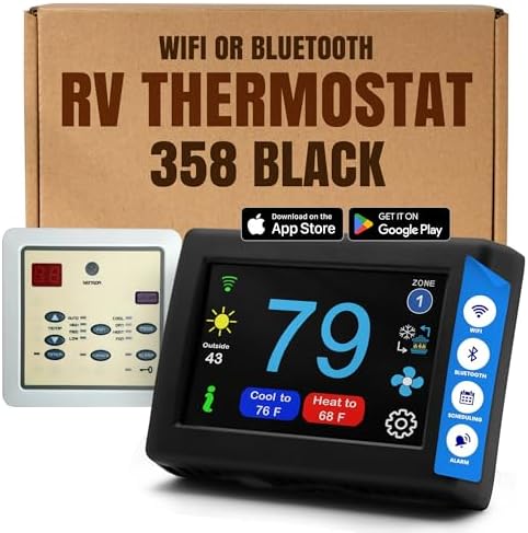 MICRO-AIR EasyTouch Digital RV Thermostat Replacement, 358 Black by MicroAir