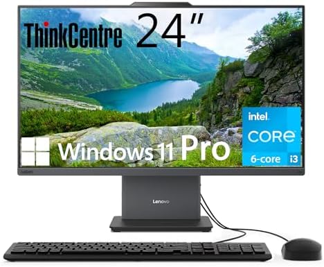 Lenovo ThinkCentre All-in-One Desktop Computer, 24" FHD IPS Display, 6-core Intel Core i3-1315U Processor, 32GB DDR5, 1TB SSD, Wi-Fi 6, USB-C, HDMI in&Out, Wired KB&Mouse, Windows 11 Pro by LENOVO