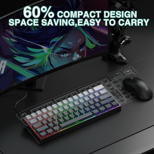 Aula WIN60 HE - 60% Mechanical Gaming Keyboard Wired, Hall Effect Magnetic Switch Hot Swappable,8000 Hz Polling Rate, RGB Keyboard 60 Percent Compact Design for PC (Gradient Gray) - Image 3