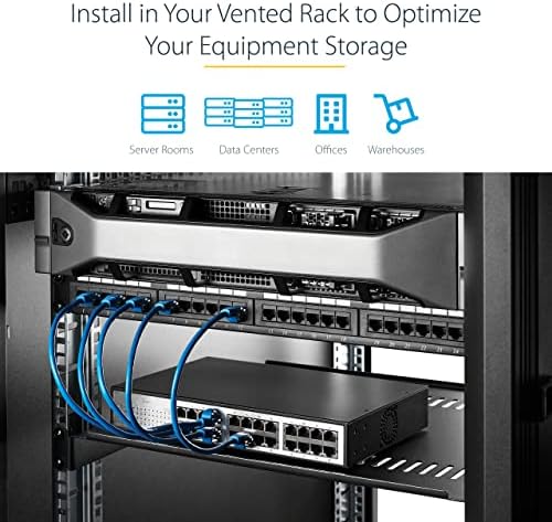 StarTech.com 2U Server Rack Shelf - Universal Vented Rack Mount Cantilever Tray for 19" Network Equipment Rack & Cabinet - Heavy Duty Steel - Weight Capacity 50lb/23kg - 22" Deep Shelf (CABSHELF22V) - Image 5