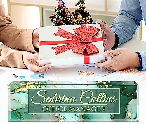 Name Plate for Desk, Desk Name Plate Personalized, Office Decor for Women Men, Acrylic Desktop Accessories, Office Gifts for Boss Nurse Teacher Coworker, Employee Appreciation Gift (Green Coast B) - Image 5